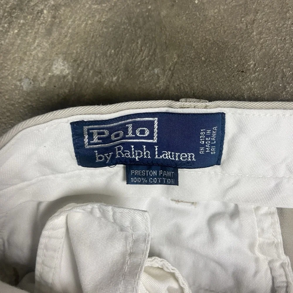 Vintage Polo Ralph Lauren Preston Pant Size 36x30 Beige Pleated Straight Fit
